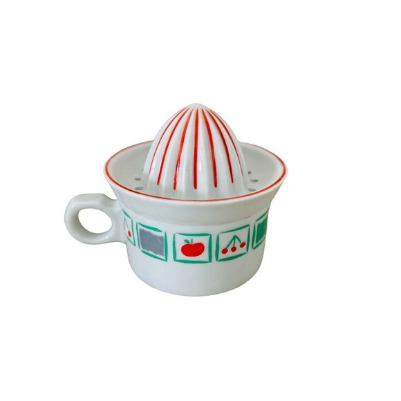 Limoges France Ceramic Lemon Juicer Reamer Squeezer White with Cherries - Picture 5 of 13